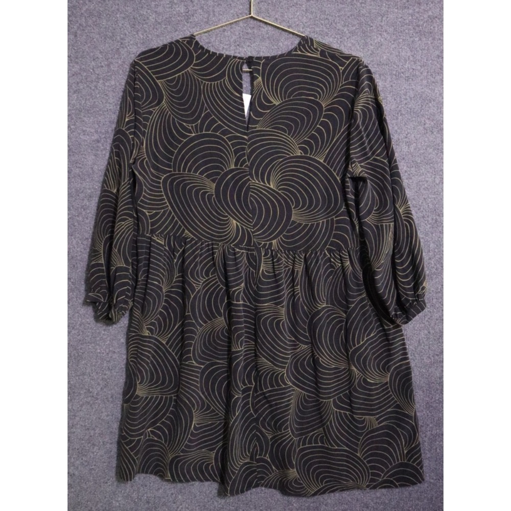 Amour Vert Phair Silk Babydoll Dress Women‎ Medium Charcoal Ripple NEW NWT Mini - Picture 5 of 6